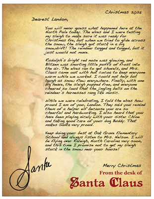 2025 Sleigh Got Stuck | Letter from Santa