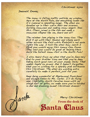 2025 A Snowy Day at the North Pole | Letter from Santa